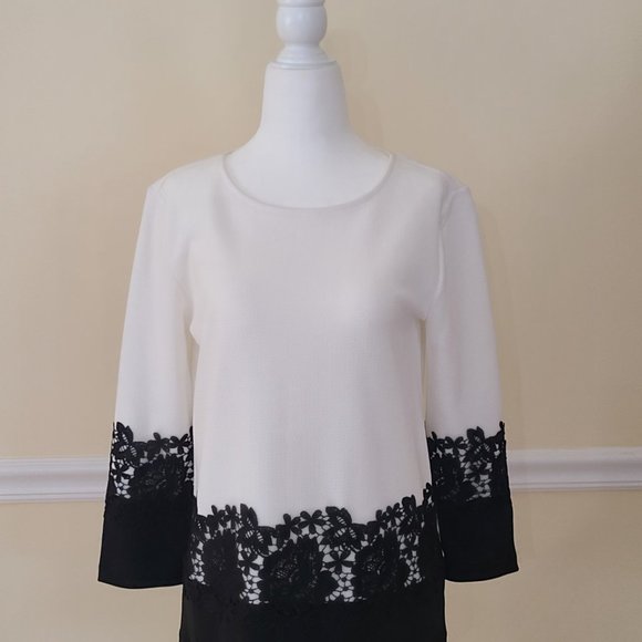 Karl Lagerfeld Paris white and black blouse - Picture 1 of 6